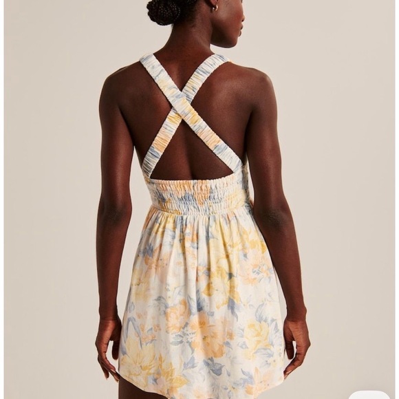 Floral Sleeveless Dress - Yellow and White - Picture 3 of 8